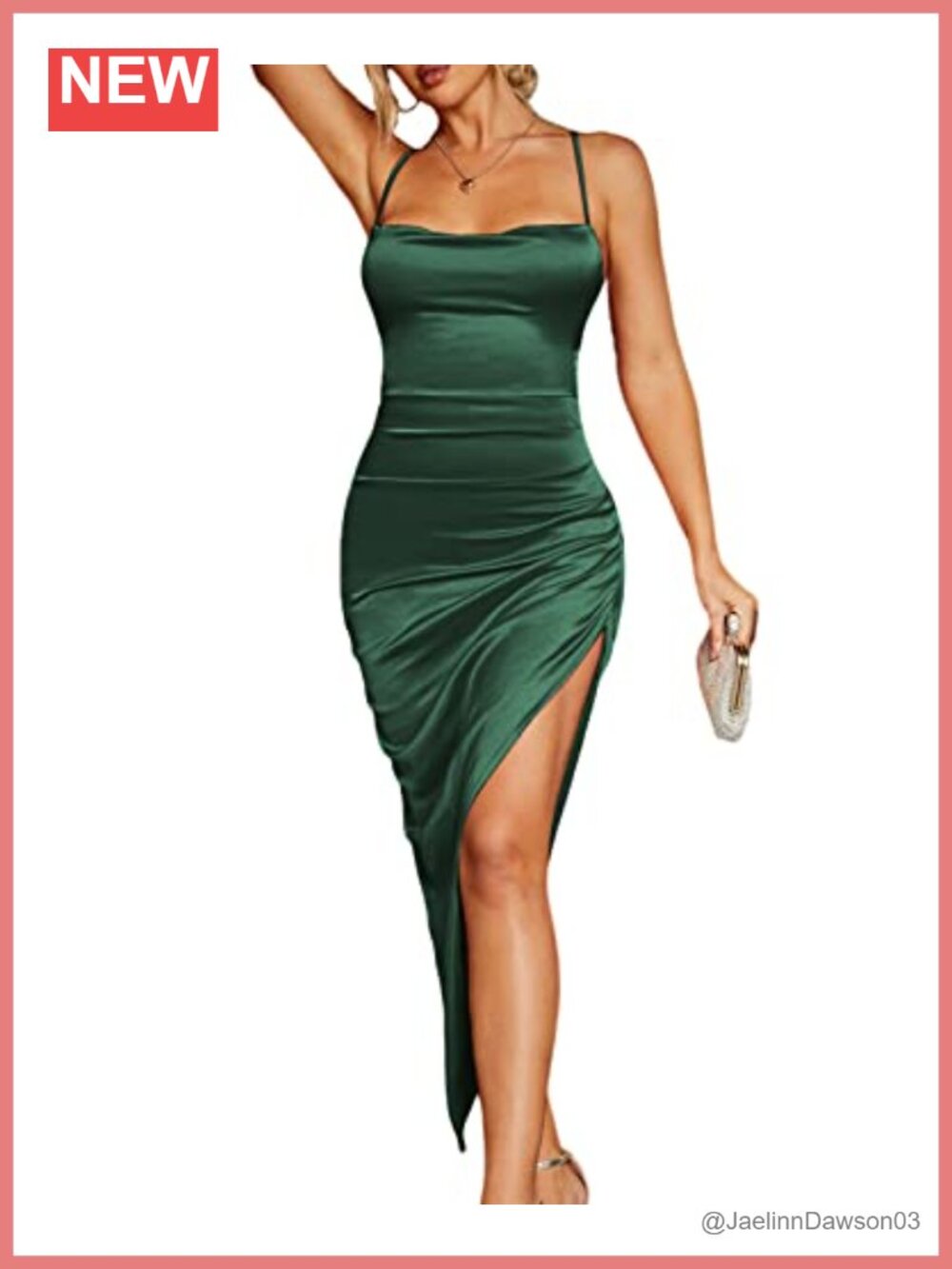 Women Satin Silk Midi Dress Backless Cowl Neck Bodycon Slit Party Cocktail